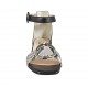 Scarpa aperta da donna con accessorio e cinturino in pelle nera e stampata multicolore tacco 4 - Misure disponibili: 32, 33, 34, 42, 43, 44, 45, 46
