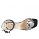 Scarpa aperta da donna con accessorio e cinturino in pelle nera e stampata multicolore tacco 4 - Misure disponibili: 32, 33, 34, 42, 43, 44, 45, 46
