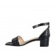 Zapato abierto para mujer con cinturon al tobillo en piel estampada negra tacon 4 - Tallas disponibles:  32, 34, 44, 45