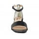 Woman's open shoe with anklestrap in black printed leather heel 4 - Available sizes:  32, 34, 44, 45