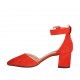 Escarpin ouvert à bout pointu pour femmes avec courroie en daim rouge talon 5 - Pointures disponibles:  33, 34, 43, 44, 45, 46