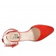 Zapato abierto a punta para mujer con cinturon en gamuza roja tacon 5 - Tallas disponibles:  33, 34, 43, 44, 45, 46