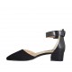 ?Zapato abierto a punta para mujer con cinturon al tobillo en piel y gamuza negra tacon 3 - Tallas disponibles:  34
