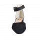 Woman's pointy open shoe with ankle strap in black leather and suede heel 3 - Available sizes:  34
