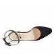 Woman's pointy open shoe with ankle strap in black leather and suede heel 3 - Available sizes:  34
