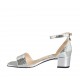 Scarpa aperta da donna con cinturino in pelle laminata stampata argento tacco 4 - Misure disponibili: 32, 33, 42, 45, 46
