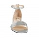 Scarpa aperta da donna con cinturino in pelle laminata stampata argento tacco 4 - Misure disponibili: 32, 33, 42, 45, 46