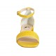 Zapato abierto para mujer con cinturon al tobillo en piel estampada amarillo tacon 4 - Tallas disponibles:  33, 34, 43, 45