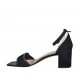 Scarpa aperta da donna con cinturino alla caviglia in camoscio e pelle nera tacco 7 - Misure disponibili: 42, 43, 44, 45, 46