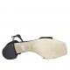 Zapato abierto para mujer con cinturon al tobillo en piel y gamuza negra tacon 7 - Tallas disponibles:  42, 43, 44, 45