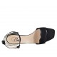 Zapato abierto para mujer con cinturon al tobillo en piel y gamuza negra tacon 7 - Tallas disponibles:  42, 43, 44, 45