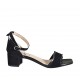 Zapato abierto para mujer con cinturon al tobillo en piel y gamuza negra tacon 4 - Tallas disponibles:  32, 33, 34