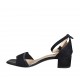 Zapato abierto para mujer con cinturon al tobillo en piel y gamuza negra tacon 4 - Tallas disponibles:  32, 33, 34
