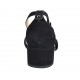 Zapato abierto para mujer con cinturon al tobillo en piel y gamuza negra tacon 4 - Tallas disponibles:  32, 33, 34