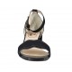 Zapato abierto para mujer con cinturon al tobillo en piel y gamuza negra tacon 4 - Tallas disponibles:  32, 33, 34