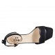 Woman's open shoe with anklestrap in black leather and suede heel 4 - Available sizes:  32, 33, 34