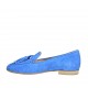 ?Woman's mocassin in cornflower blue suede with tassels heel 1 - Available sizes:  43, 44, 45