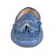 Mocassin avec semelle amovible et glands pour femmes en cuir imprimé bleu - Pointures disponibles:  43