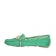 Woman's laced car shoe with removable insole in emerald green suede - Available sizes:  33, 43, 44, 46