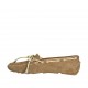 Mocassino da donna con lacci e plantare estraibile in camoscio beige - Misure disponibili: 33, 34, 42, 43, 44, 45, 46