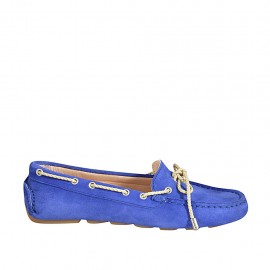 Mocassin pour femmes avec lacets et semelle amovible en daim bleuet - Pointures disponibles:  34