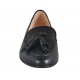 Woman's loafer with tassels in black leather heel 1 - Available sizes:  33, 43, 45