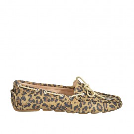 Woman's laced car shoe with removable insole in spotted suede - Available sizes:  33, 46