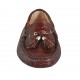 ?Mocasino con plantilla extraible y borlas para mujer en piel estampada marron - Tallas disponibles:  33, 42, 43