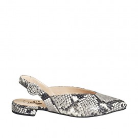 Spitzer Slingback für Damen aus gedrucktem buntem Leder Absatz 2 - Verfügbare Größen:  42, 43, 44, 45