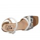 Sandale pour femmes avec courroie en cuir blanc et brun clair et imprimé gris talon 4 - Pointures disponibles:  32, 42, 43, 44, 46