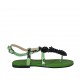 Sandale entredoigt avec fleurs pour femmes en cuir imprimé noir et vert talon 1 - Pointures disponibles:  34, 42, 46