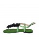 Sandalo infradito da donna con fiori in pelle stampata nera e verde tacco 1 - Misure disponibili: 34, 42, 46