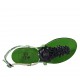 Sandalia de dedo con flores para mujer en piel imprimida negra y verde tacon 1 - Tallas disponibles:  34, 42, 46