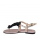 Sandale entredoigt avec fleurs pour femmes en cuir imprimé noir et rose talon 1 - Pointures disponibles:  42