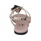 ?Sandalo infradito da donna con fiori in pelle stampata nera e rosa tacco 1 - Misure disponibili: 33, 34, 42, 43, 44, 45, 46
