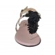 ?Sandalo infradito da donna con fiori in pelle stampata nera e rosa tacco 1 - Misure disponibili: 33, 34, 42, 43, 44, 45, 46
