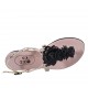 ?Sandalo infradito da donna con fiori in pelle stampata nera e rosa tacco 1 - Misure disponibili: 33, 34, 42, 43, 44, 45, 46