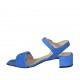 ?Sandalia para mujer con cinturon en gamuza y piel estampada azul aciano tacon 4 - Tallas disponibles:  32, 34, 42, 43, 44, 45, 46