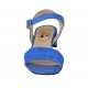 ?Sandalia para mujer con cinturon en gamuza y piel estampada azul aciano tacon 4 - Tallas disponibles:  32, 34, 42, 43, 44, 45, 46