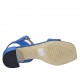 ?Woman's sandal with strap in cornflower blue suede and printed leather heel 4 - Available sizes:  32, 34, 42, 43, 44, 45, 46
