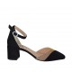 Zapato abierto para mujer con cinturon en gamuza negra, amarillo y beis tacon 5 - Tallas disponibles:  32, 34, 42, 43, 44, 45, 46