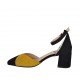 Scarpa aperta da donna con cinturino in camoscio nero, giallo e beige tacco 5 - Misure disponibili: 32, 34, 42, 43, 44, 45, 46