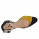 Scarpa aperta da donna con cinturino in camoscio nero, giallo e beige tacco 5 - Misure disponibili: 32, 34, 42, 43, 44, 45, 46
