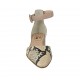 Woman's open shoe with strap in nude and multicolored printed leather heel 3 - Available sizes:  32, 42, 43, 45