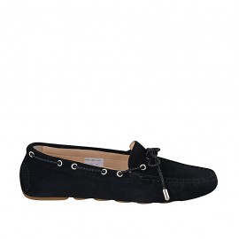 ?Mocassin pour femmes avec lacets et semelle amovible en daim noir - Pointures disponibles:  33