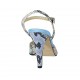 Slingback für Damen mit Riem aus buntem bedrucktem Leder und hellblauem Wildleder Absatz 9 - Verfügbare Größen:  42, 43, 45