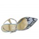 Slingback für Damen mit Riem aus buntem bedrucktem Leder und hellblauem Wildleder Absatz 9 - Verfügbare Größen:  42, 43, 45