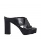 Sabot da donna in pelle nera con plateau e tacco 10 - Misure disponibili: 32, 33, 34, 42, 43