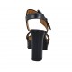 Sandalia para mujer en piel negra con hebilla, plataforma y tacon 9 - Tallas disponibles:  32, 42, 46