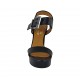 Sandalia para mujer en piel negra con hebilla, plataforma y tacon 9 - Tallas disponibles:  32, 42, 46